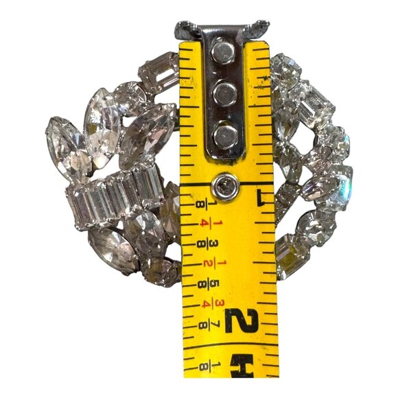 Vintage Weiss Multi Layer Baguette Clear Rhinestone Circle Brooch Pin 2" Signed - Picture 5 of 6